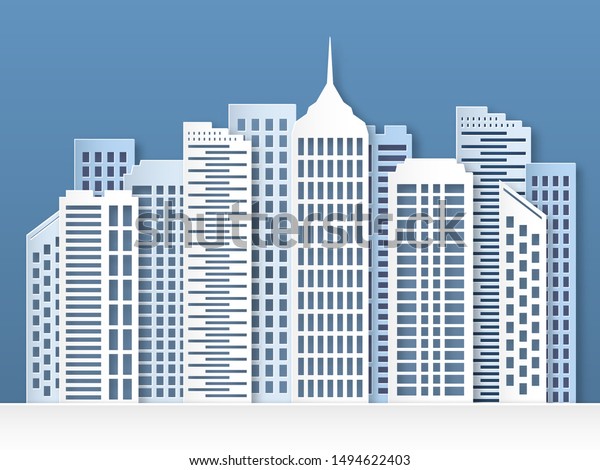 Paper City Skyline Urban Origami Cityscape Stock Vector (Royalty Free ...