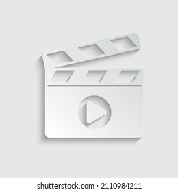 paper clapper icon vector movie video sign