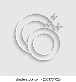 Papier-Sauberkeit-Geschirr-Symbol, Vektorkitchzeichen 