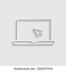 paper click icon. laptop computer, notebook and cursor icon. line style
