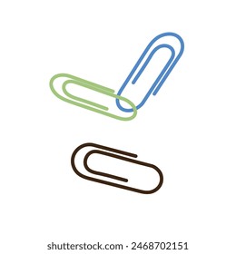 Paper clip accessory, office fastener. Paperclips composition. Binding holder, binder, attaching stationery tool for documents. Flat graphic vector illustration isolated on white background