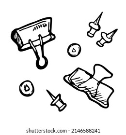 Icono de la línea de anclaje del clip de papel aislado en el fondo blanco. Esbozar el vector de herramienta de documento simple y delgado.