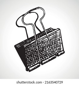 Icono de la línea de anclaje del clip de papel aislado en el fondo blanco. Vector de clip de bulldog de herramienta de documento de estilo Doodle.