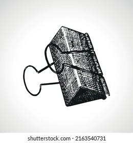 Icono de la línea de anclaje del clip de papel aislado en el fondo blanco. Vector de clip de bulldog de herramienta de documento de estilo Doodle.
