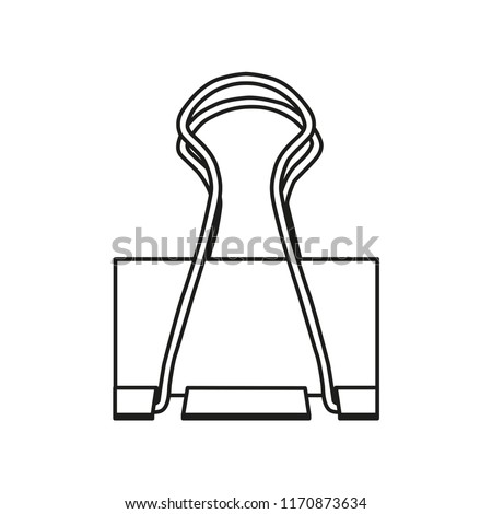 Paper clip attach line icon isolated on white background. Outline thin simple document tool vector.