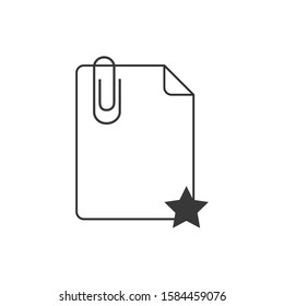 paper clip attachment icon with star. Stock vector illustration isolated on white background.