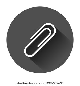 Paper clip attachment vector icon. Paperclip illustration with long shadow. Attach file business document.
