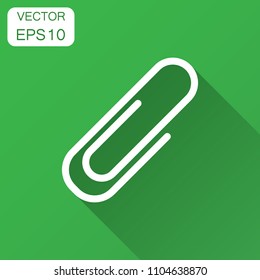 Paper clip attachment vector icon. Paperclip illustration with long shadow. Attach file business document.