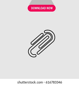 Paper Clip Attachment Vector Icon, The outlined symbol of documents clip. Simple, modern flat vector illustration for mobile app, website or desktop app   