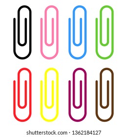 Paper clip, black color isolated on white background. School element vector .