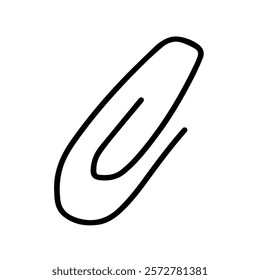 Paper clip black silhouette, flat vector glyph icon isolated on white background. Minimalist design, Stationery, School supplies.