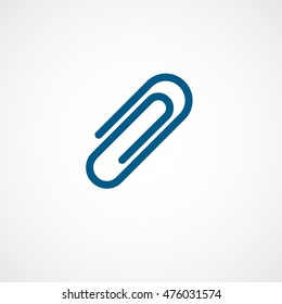 Paper Clip Blue Flat Icon On White Background