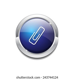 Paper Clip Blue Vector Icon Button