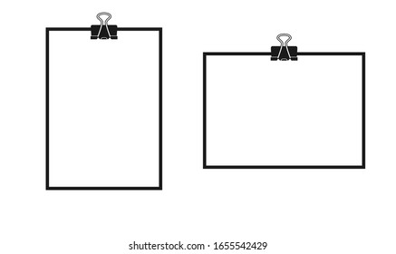 Paper Clip Board Vector vertical and horizontal layout isolated on white background