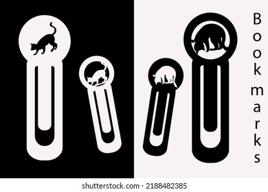A paper clip with a carved image of a cat. Laser cutting. Paper cut. Stationery supplies