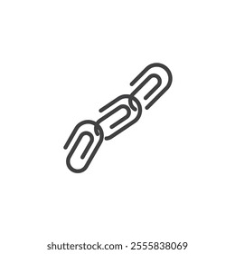 Paper Clip Chain line icon. linear style sign for mobile concept and web design. Chain made of paper clips outline vector icon. Symbol, logo illustration. Vector graphics