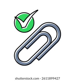 paper clip check mark color icon vector. paper clip check mark sign. isolated symbol illustration
