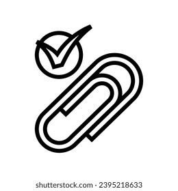 vector de icono de marca de verificación de clip de papel. signo de marca de verificación de clip de papel. símbolo de contorno aislado ilustración negra
