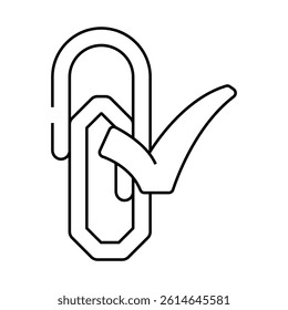 paper clip check mark line icon vector. paper clip check mark sign. isolated contour symbol black illustration