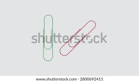 Paper clip collection featuring realistic metal clips, binder fasteners, document holders, office stationery accessories, and chrome wire organizers.