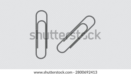 Paper clip collection featuring realistic metal clips, binder fasteners, document holders, office stationery accessories, and chrome wire organizers.