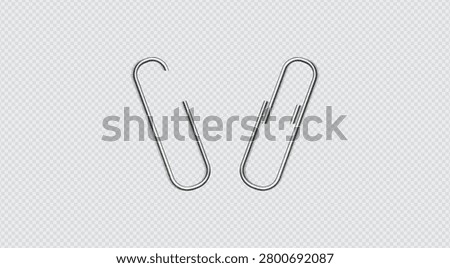 Paper Clip Collection Vector Set with Metal Office Binder Clips and Stationery Accessories
