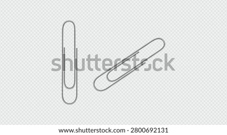 Paper Clip Collection Vector Set with Metal Office Binder Clips and Stationery Accessories