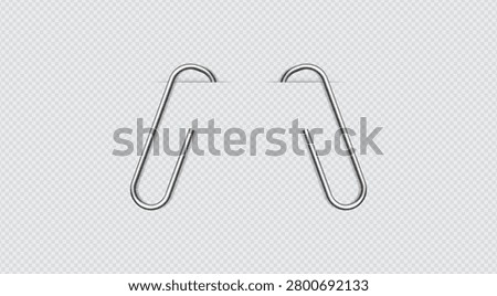 Paper Clip Collection Vector Set with Metal Office Binder Clips and Stationery Accessories