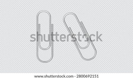 Paper Clip Collection Vector Set with Metal Office Binder Clips and Stationery Accessories