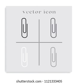 Paper clip flat black and white vector icon.