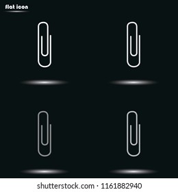 Paper clip flat grayscale vector icon.