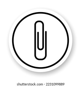 Papier-Clip-Symbol Schwarze Linie Symbol auf weißem Hintergrund. Bestens für Print, Visitenkarten, mobile Apps, Social Media und Web Design.