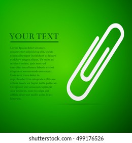 Paper Clip flat icon on green background. Adobe illustrator