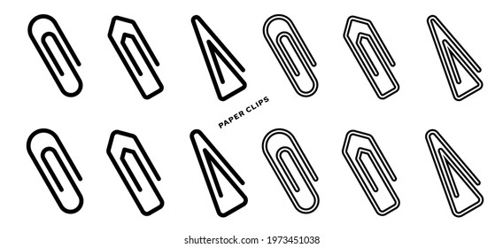 Paper clip flat icons set. Vector isolated elements