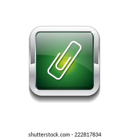 Paper Clip Green Vector Icon Button