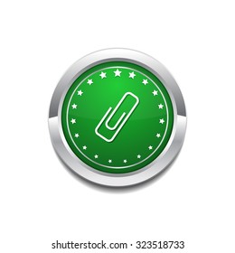 Paper Clip Green Vector Icon Button