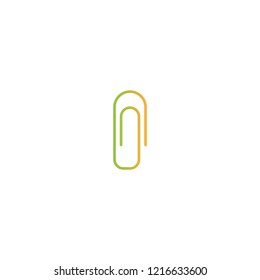 paper clip icon. attachment, email attachment, attached file. Orange and green gradient  line pictogram isolated on white.