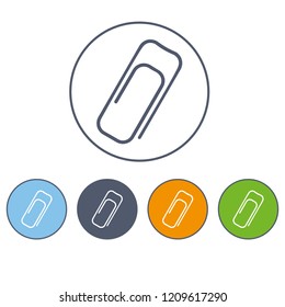 paper clip icon in circles of different color, vector illustration.