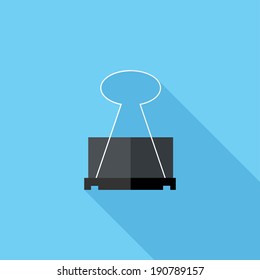 Paper clip icon. Flat design style modern vector illustration. Isolated on stylish color background. Flat long shadow icon. Elements in flat design.