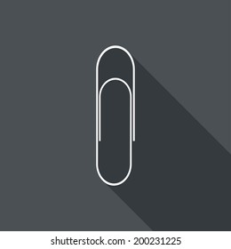 Paper clip icon. Flat design style modern vector illustration. Isolated on stylish color background. Flat long shadow icon. Elements in flat design.