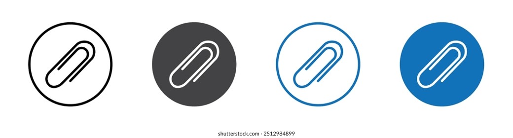Paper clip icon flat editable icon mark set.