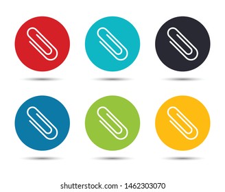 Paper clip icon flat round button set illustration design isolated on white background