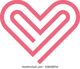 Paper Clip Icon. Heart Vector Illustration.
