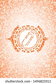 paper clip icon inside abstract orange mosaic emblem