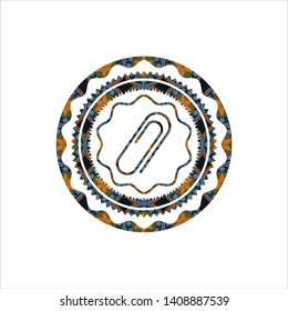 paper clip icon inside arabesque badge. arabic decoration.