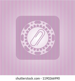 paper clip icon inside badge with pink background
