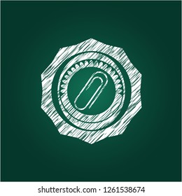 paper clip icon inside chalk emblem
