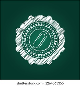 paper clip icon inside chalk emblem