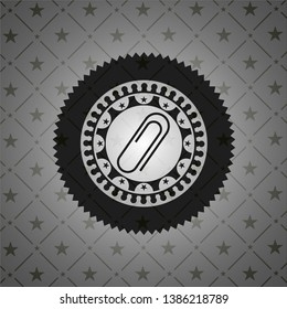 paper clip icon inside dark emblem. Retro