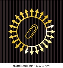paper clip icon inside gold badge